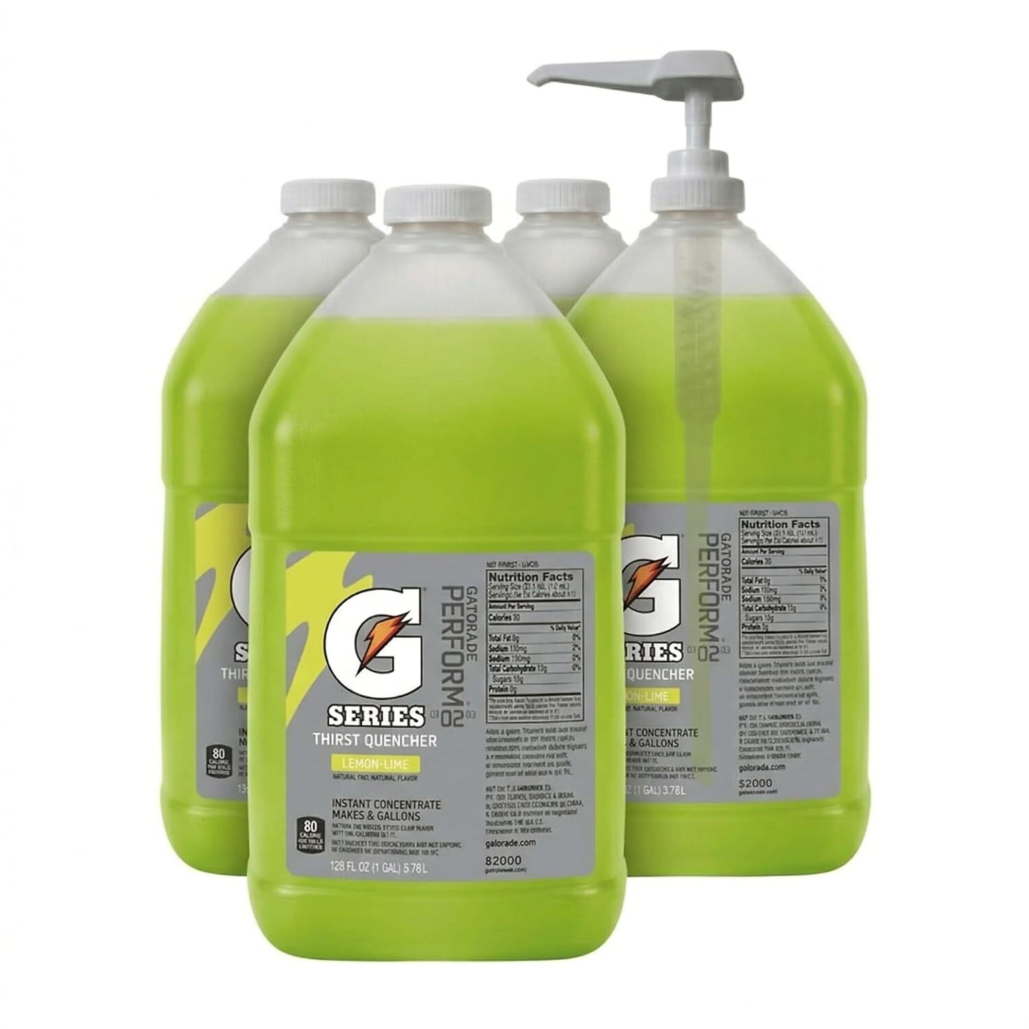 Gatorade Liquid Concentrate Thirst Quencher, Lemon-Lime, 1 Gallon Bulk Syrup with Dispenser Pump, Makes 6 Gallons